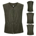 thumbnail image 4 of Lohuatrd Men Vintage Vest Medieval V Neck Sleeveless Lace Up Cardigan Solid Color Thin Steampunk Renaissance Gothic Style Waistcoat, 4 of 8