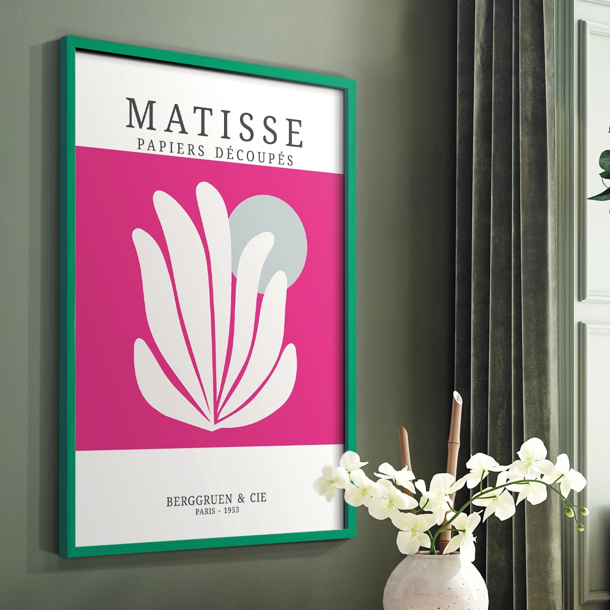 Matisse CDXXII in Green Solid Wood Framed Print No Nail Hanging