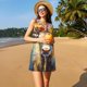 thumbnail image 3 of Balery Oil Painting Flower Cow Vestidos de verano para mujer con estampado: vestido holgado sin mangas, vestido playero informal y cómodo para días calurosos., 3 of 7