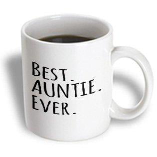 3dRose Best Auntie Ever - Family gifts for relatives and honorary Aunts and Great Aunts - black text, Ceramic Mug,