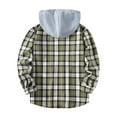 thumbnail image 3 of Chiccall Men's Flannel Shirt Plaid Hoodie Casual Comfortable Long Sleeve Drawstring Button-Down Shirt for Men, 3 of 8