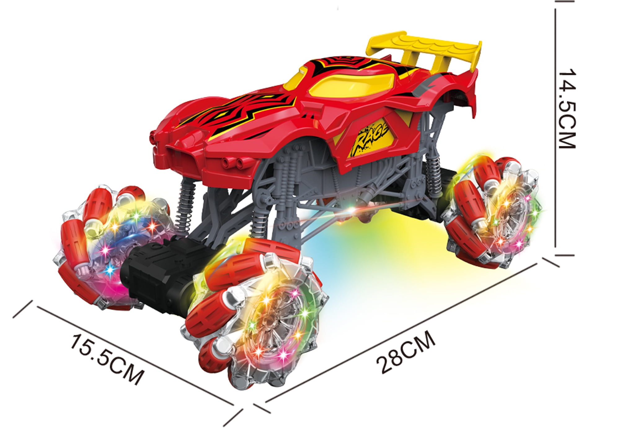 Remote Control Monster Truck 1:16 Scale – 2.4 GHz Stunt & Drift RC Car with Light-Up Headlights, 360° Rotating Crawler for Kids