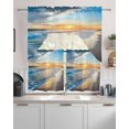 thumbnail image 2 of Sunset Beach Kitchen Curtains Swag Valance and Tier Curtains Set 36 Inch Length, Spray Ocean Waves Sky Nature Scenery Rod Pocket Drape Panels Pair Swag Curtain for Bathroom/Cafe/Window, 2 of 6