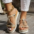 thumbnail image 2 of Sandales à Enfiler Bohèmes pour Femmes, Sandales de Plage d'Été Boho, Plateforme Compensée Tressée, Slingback, Sandales Habillées, 2 of 6