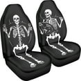 thumbnail image 3 of Jiueut Skull Print 2PCS Car Seat Covers, Breathable Auto Seat Cushion Scratch-Resistant Sedan Interior Covers Easy to Clean Bucket Seat Cover Fit for Vans Suv Truck, 3 of 7