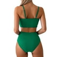 thumbnail image 4 of MIXUE Swim Suits for Women Solid Color 2 Piece High Waisted Bow Bikini Sets for Women Set Front Ruched Swimwears Holiday Wear,Green,L, 4 of 6