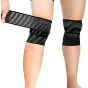 (2 Pack) 1 Pair Elastic Knee Brace Compression Bandage Straps Wraps Support for Legs Pain Relief Knee Pad Sleeve for Women Men Running Basketball Tennis Soccer Football