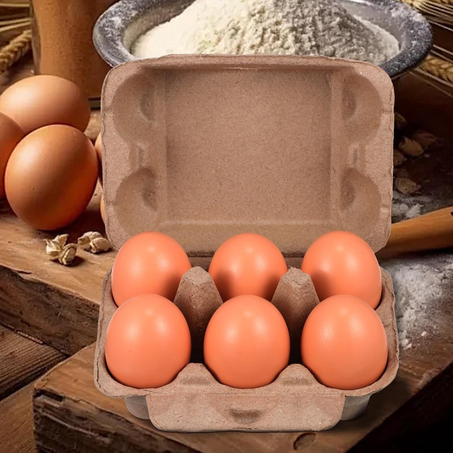 Waqn Egg Cartons Half Dozen Egg Storage Containers Holder, Blank Paper Egg Cartons Storage Tray Chicken Eggs Box, 25pcs A605