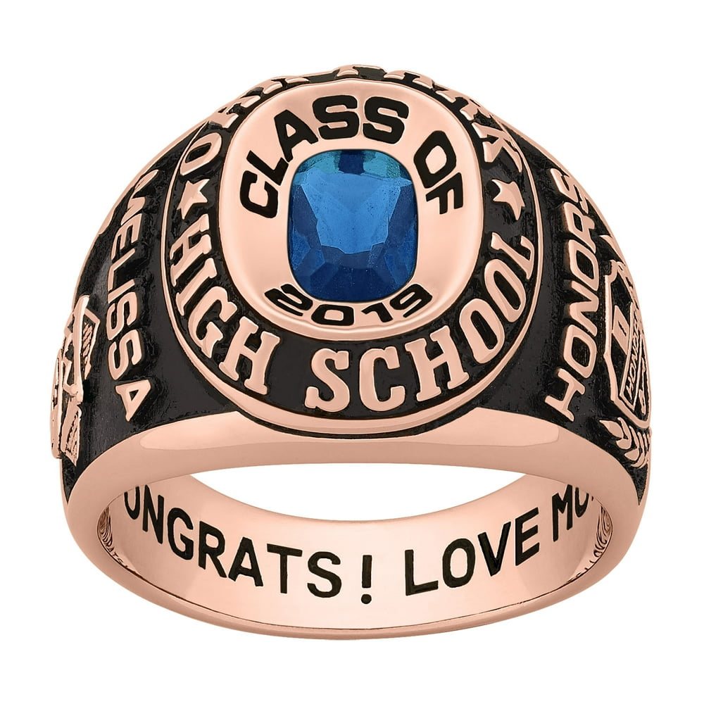 Freestyle Class Rings - Personalized Women's Rose Gold Celebrium Double ...
