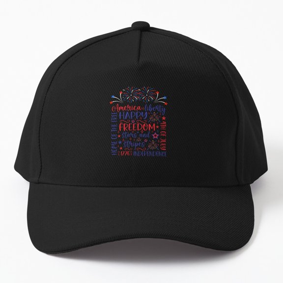 Red White Blue Baseball Cap, Fourth of July USA Celebration Graphic Design, Classic Hat