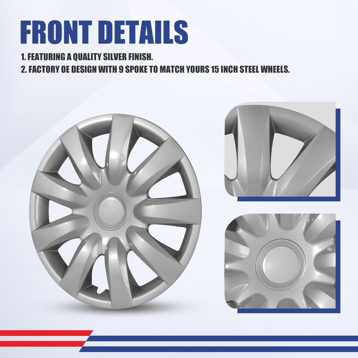 15 inch 1 Piece Hubcap Wheel Rim Cover R15 for 2002-2006 Toyota Camry Snap-on Installation Lacquer