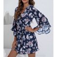 thumbnail image 3 of SHOPESSA Women's Plus Size Dresses Casual Spring Summer Dresses V Neck Short Sleeve Ruffle Floral Flowy Boho Mini Short Beach Dress, 3 of 8
