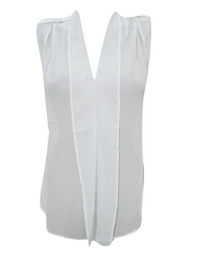 Mogul Women's White Shirt Blouse Sleeveless Summer Style Top