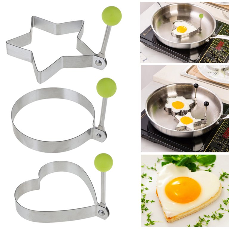 Tiyuyo Stainless Steel Omelette Egg Frying Mold Love Round Star Mold(Love), Size: 127*115*15mm