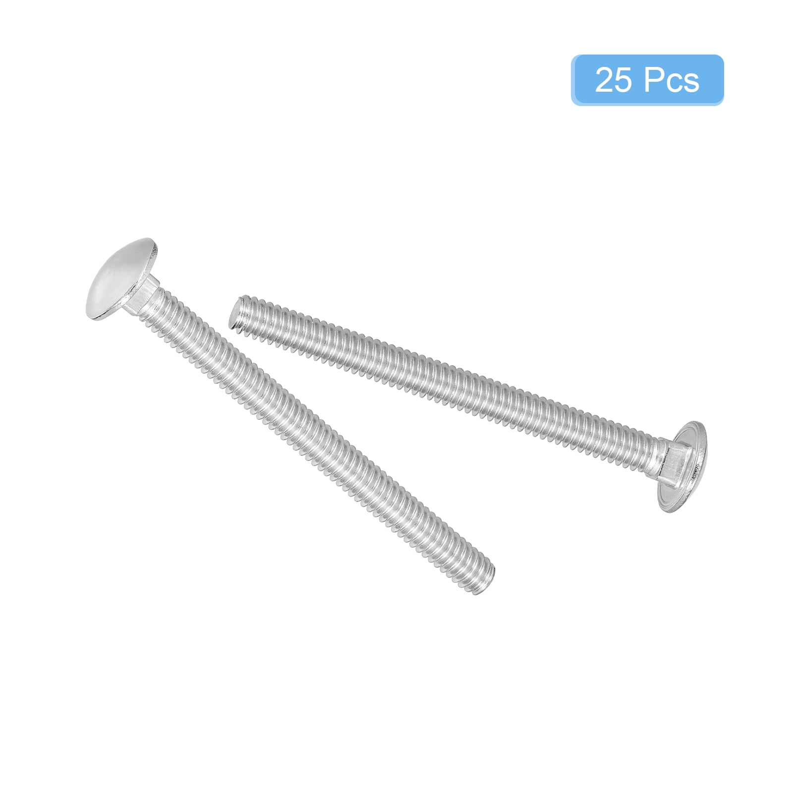 1/4-20x3" Carriage Bolt, 25pack Round Head Square Neck Screws, 304 Stainless Steel, Fully Threaded