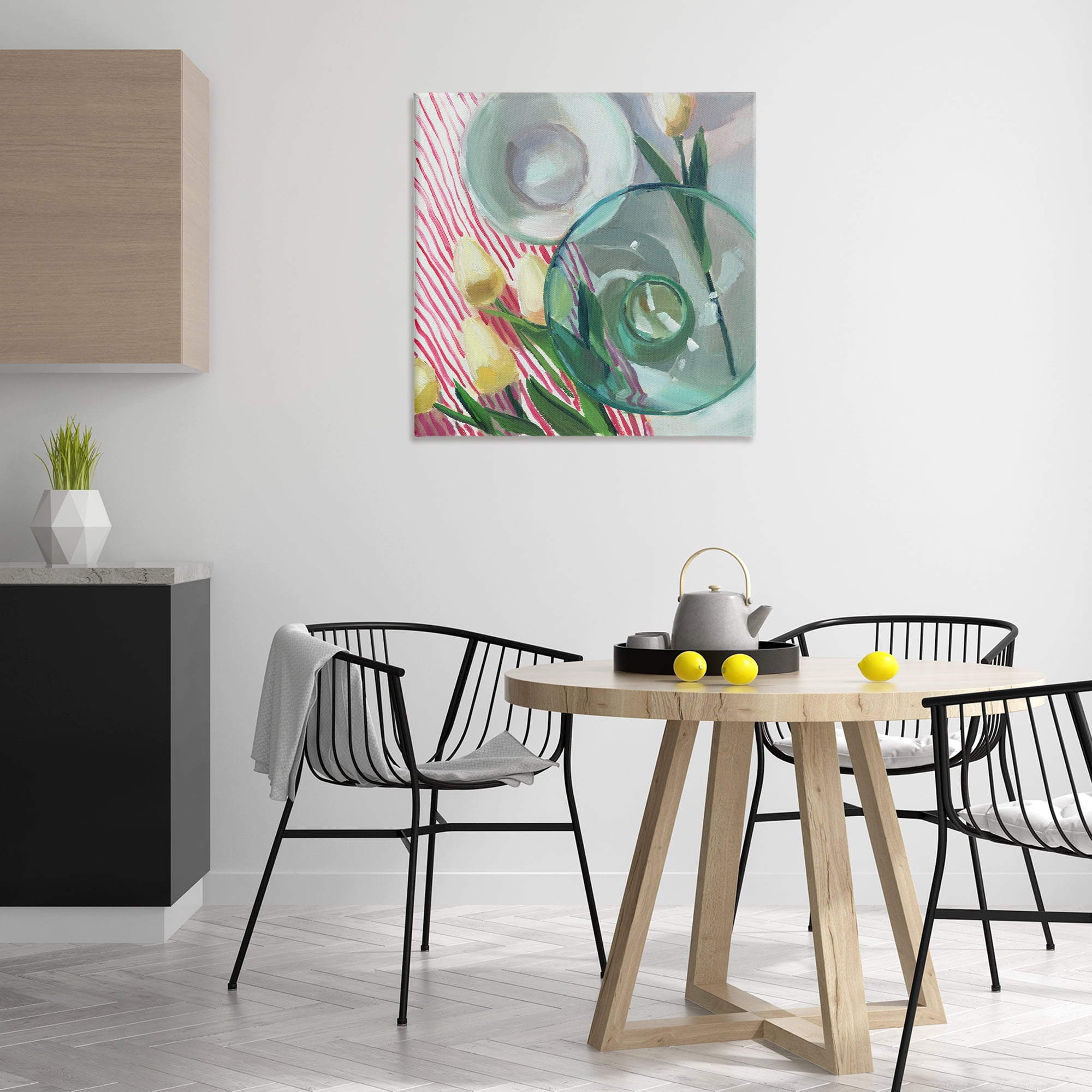 Stupell Industries Glasses & Tulips Still Life Plants & Flowers Painting Wrapped Canvas Art Print Wall Art, 30 x 30