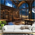 thumbnail image 2 of Gothic Library Tapestry Vintage Medieval Bookshelf Tapestries Wall Hanging Fantasy Space Academia Book Large Tapestry for Bedroom Living Room Dorm Classroom 90 x 60 inch, 2 of 5
