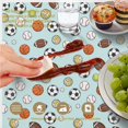 thumbnail image 6 of Football and Basketball Lightblue Pattern Round Tablecloth 70"x70", Wrinkle Resistant Wipeable Table Cover for Kitchen Dining Room Picnic Patio and Party, 6 of 6