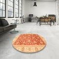 thumbnail image 4 of Ahgly Company Machine Washable Indoor Round Abstract Orange Red Area Rugs, 3' Round, 4 of 7