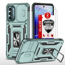 LEYI for Moto G Stylus 4G 2022 Case with [2 Pack] Screen Protector, [Slide Camera Cover Protection] Military Grade Shockproof Full Body for Motorola Moto G Stylus 4G 2022 Case - Green