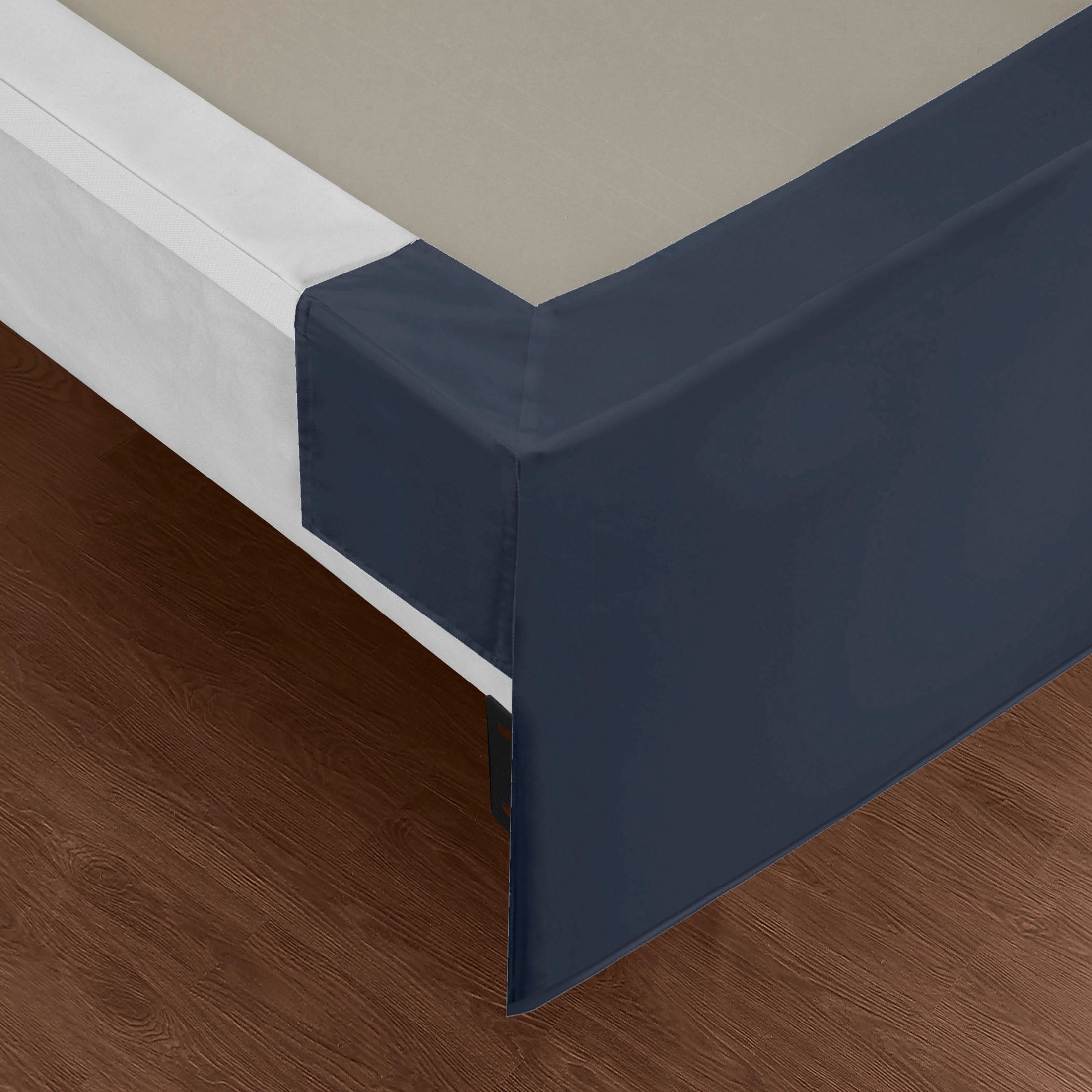 WonderSkirt Wraparound Tailored 15" Microfiber Bedskirt, Navy, King