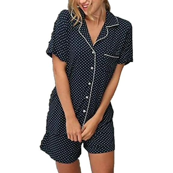 Sunisery Women Homewear Pajamas Set Short Sleeves Summer Sleepwear