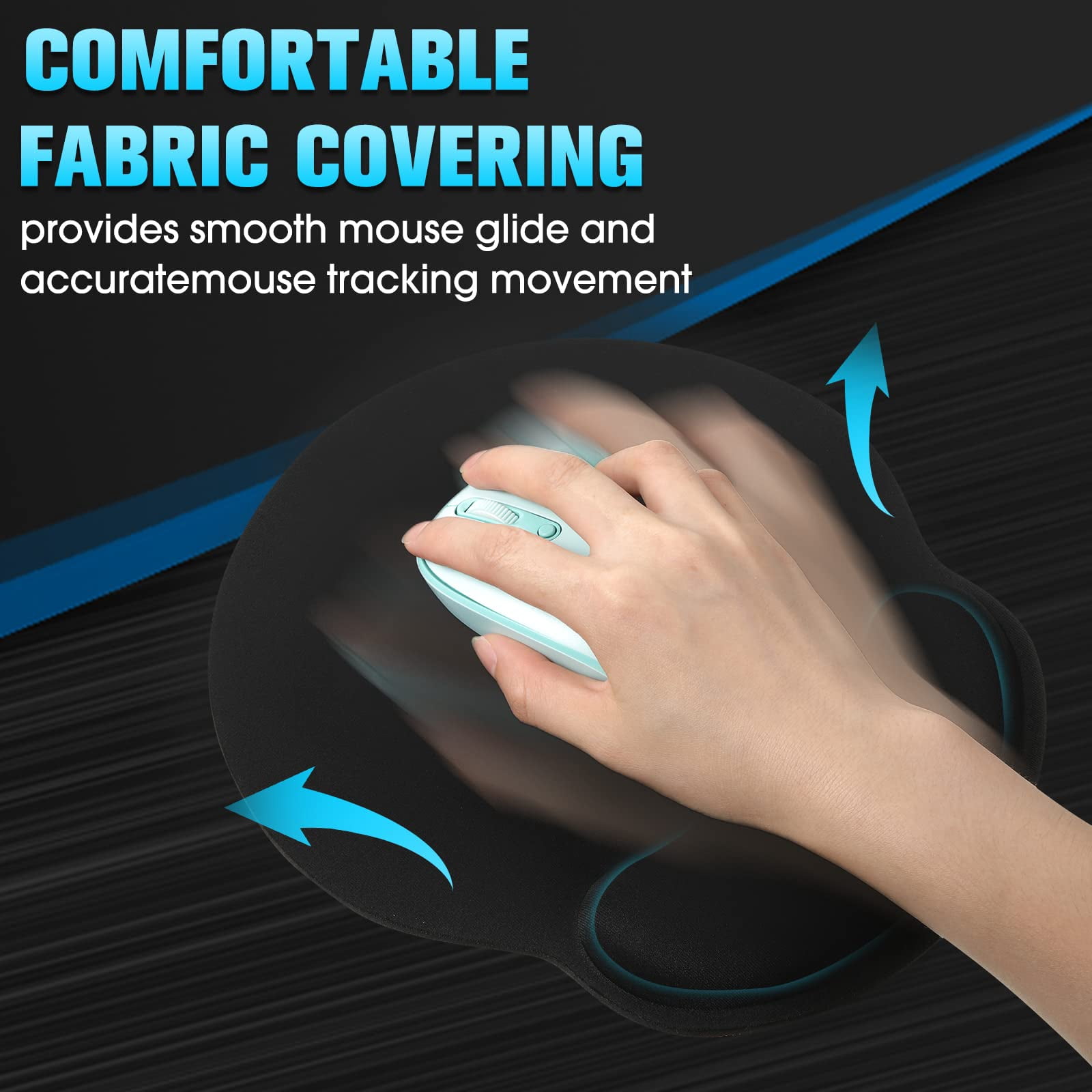 8 Pack Mouse Pad With Wrist Rest Support Gel Memory Foam Mousepad Comfortable Computer For Relief(black)