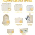 thumbnail image 2 of Organizador de maletas, juego de 8 cubos en 1, bolsas de almacenamiento de viaje impermeables, con neceser, bolsa impermeable para zapatos, artículos esenciales de viaje, 2 of 5