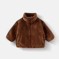 thumbnail image 2 of bbymog Girls Jacket Winter Fleece Warm Zip up Coat Jackets for Girls Fashion Solid Color Baby Jacket Baby Boy Clothes Brown 4 Years, 2 of 5