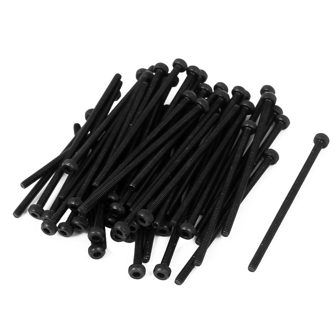 M2x40mm Alloy Steel Hex Socket Head Knurled Cap Screw Bolt Black 50pcs