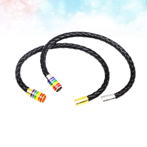 MOKKHNB 2Pcs Handmade Black Weaving Rope Bracelet Adjustable for All Wrist Sizes