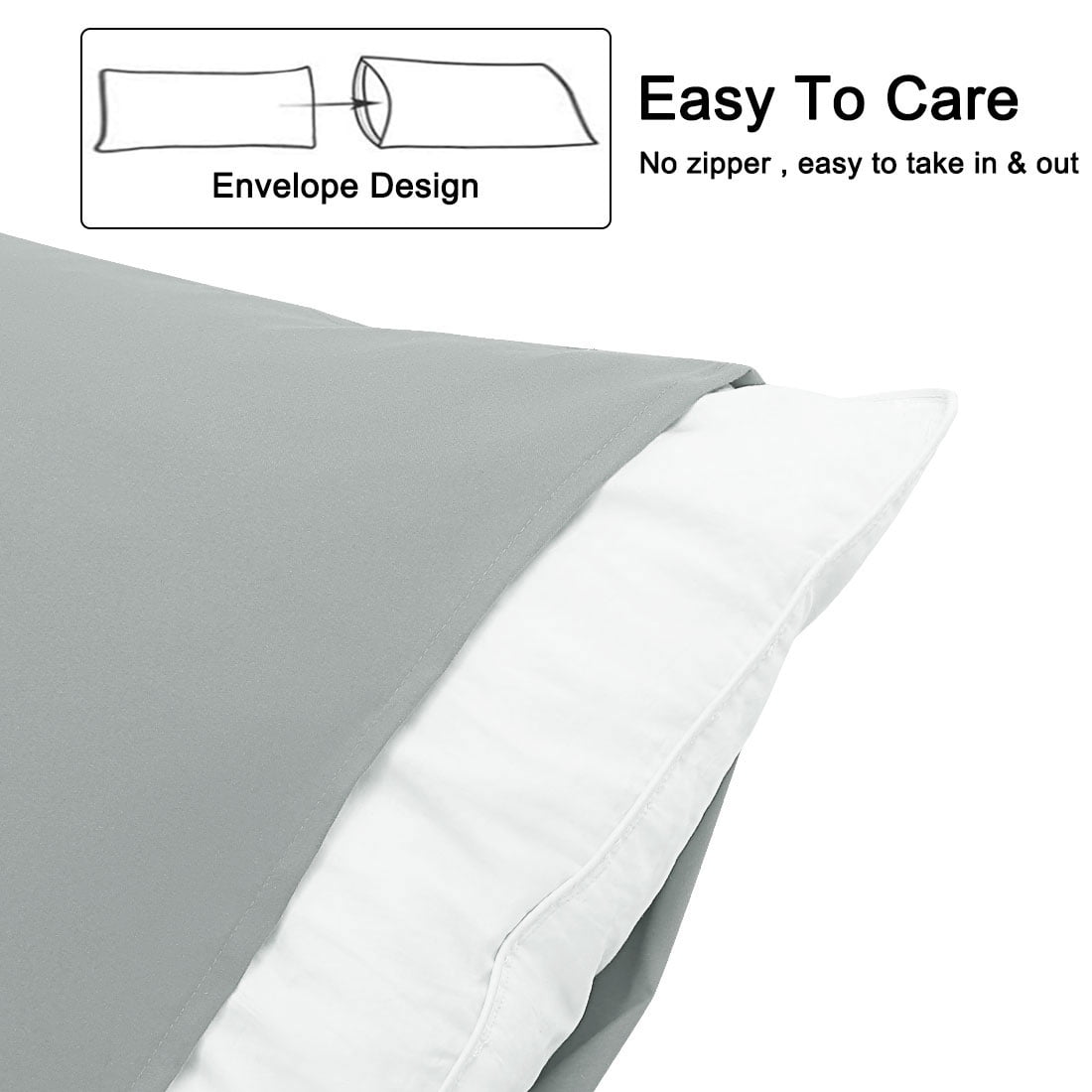 Unique Bargains Microfiber Solid Body Pillow Cover, 20" x 54", Light Grey