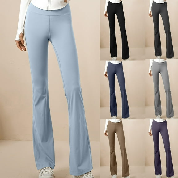 Eryao Women Flare Leggings Fold Over Bootcut Yoga Pants Casual Y2K Lounge Pants Comfy Cotton Leggings,Black L