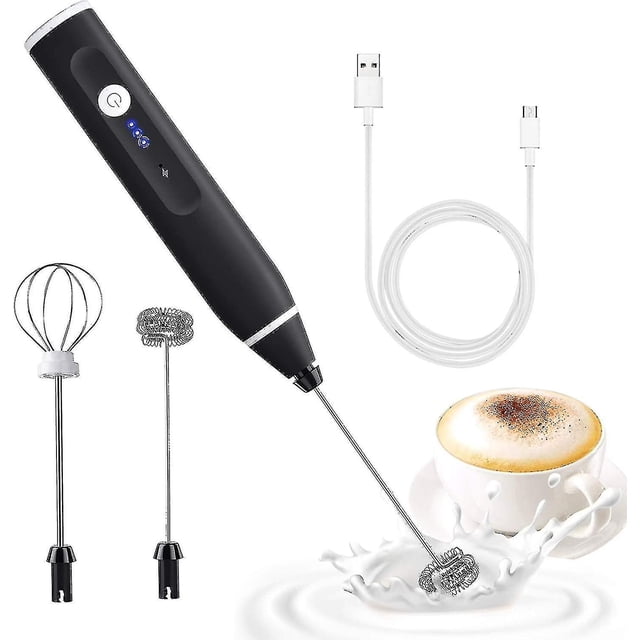 Espumador de leche eléctrico con batidor doble, Espumador de leche recargable por USB