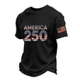 thumbnail image 2 of Youpwaven Men's Waffle Knit USA 250th Anniversary Tee, America 250 Years of Freedom Patriotic T-Shirt, Independence Day Celebration Top, Short Sleeve Crew Neck Casual Apparel, 2 of 5