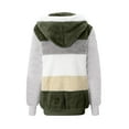 thumbnail image 4 of IROINNID Reduced Hoodie Jacket for Women Winter Fall Warm Zipper Shearling Jacket Long Sleeve Casual Hooded Stripe Coat,Green, 4 of 5
