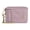 Carnation, variant on Zip Card Case in Pearlized Signature Patent Leather with Heart Charm and Chain Wrist Strap, Pink
