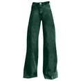 thumbnail image 5 of Women's Solid Color Wide Leg Pants, High Waist 90s Style Jeggings with Back Pockets, Casual Streetwear Denim Look Pull-On Pants for 2025 Summer Fashion Green, 5 of 5