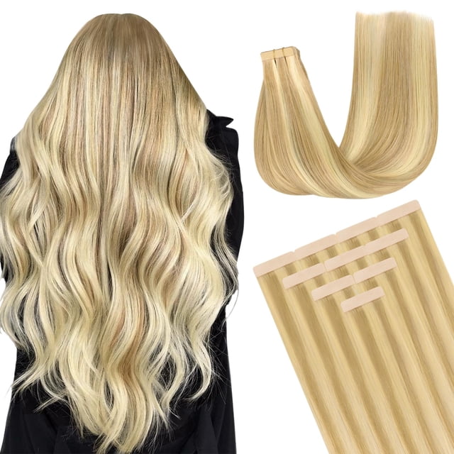 Extensiones de pelo con cinta adhesiva DOORES, 10 unidades, 30 g, 66 cm, Dirty Blonde