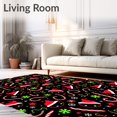 thumbnail image 2 of ODIKA 5'x7' Machine Washable Non-Slip Area Rug, Festive Cats Illuminated with Whimsical Holiday Motifs and Twinkling Accents High Traffic Rug, Black, 508923, 2 of 7
