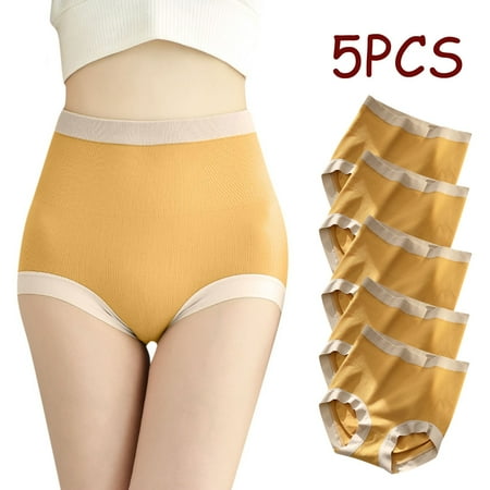 GZWYHT Womens Underwear Clearance High Waisted Underwear 5 Pcs High Waist Underwear Tummy Control Panties Seamless Morandy Color Underpants Panties for Women Seamless Underwear No Show Underwear