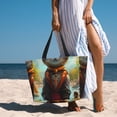thumbnail image 4 of KLL Riverside Meditating Cat Print Large Beach Tote Bag Women Waterproof Sandproof Zipper Beach Tote Bag for Pool Gym Grocery Travel with Wet Pocket, 4 of 7
