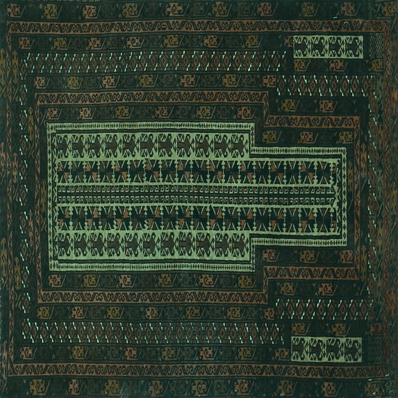 Ahgly Company Indoor Square Southwestern Turquoise Blue Country Area Rugs, 7' Square