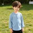 thumbnail image 5 of QIbmong Ribbed Knit Tops for Infants Toddler Girls Boys Crew Neck Cuffed Long Sleeve Kids Casual Fall Winter Loungewear Going out School Shirts(5-6 Years,Blue), 5 of 9