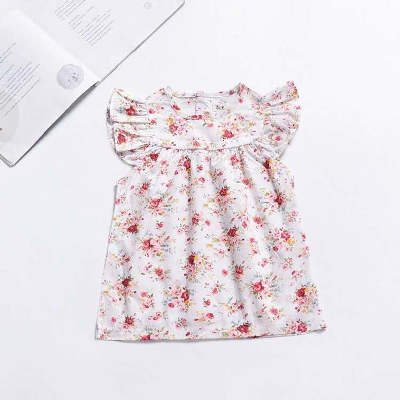 Baby Girl Floral Sleeveless Flutter Sleeve Dress 12M