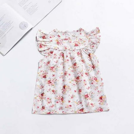 

Baby Girl Floral Sleeveless Flutter Sleeve Dress 12M