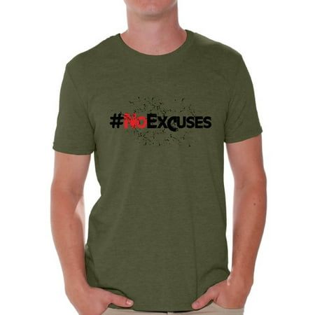 Awkward Styles Men's No Excuses Hashtag Graphic T-shirt Tops Fitness Gym Workout