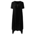 thumbnail image 3 of Robe Décontractée Femmes Casual Solide Robe V-Cou Manches Courtes Irrégulière en Vrac Robe Longue Vêtements pour les Femmes L Noir, 3 of 5