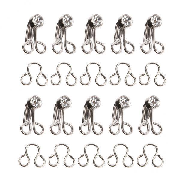 10x10pcs Sujetadores De De Cuello Para Costura De Vestido De Con De Imitación 10 piezas Sunnimix Gancho de cuello