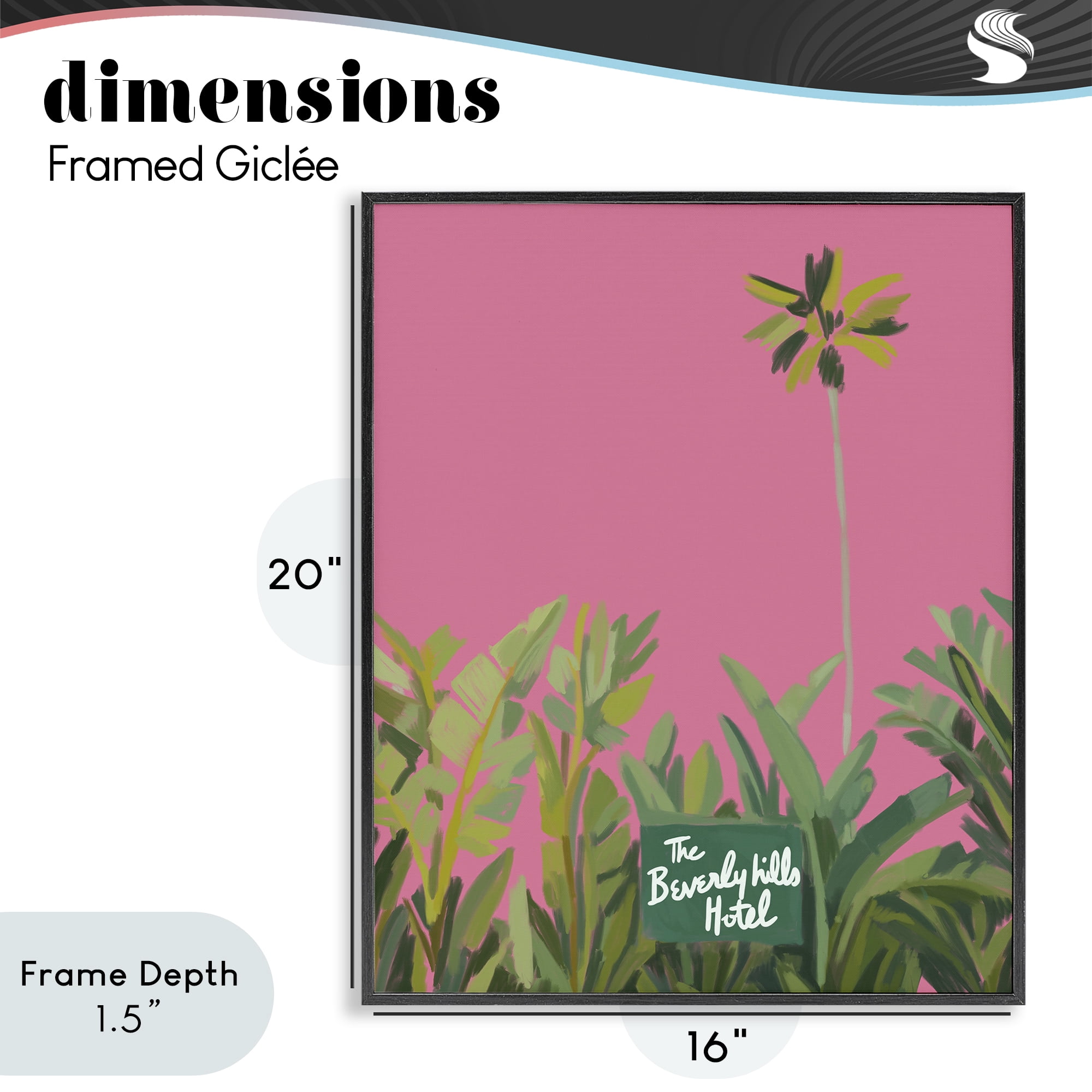 Stupell Industries Beverly Hills Pink & Green Black Framed Giclee Art, design by Amelia Noyes